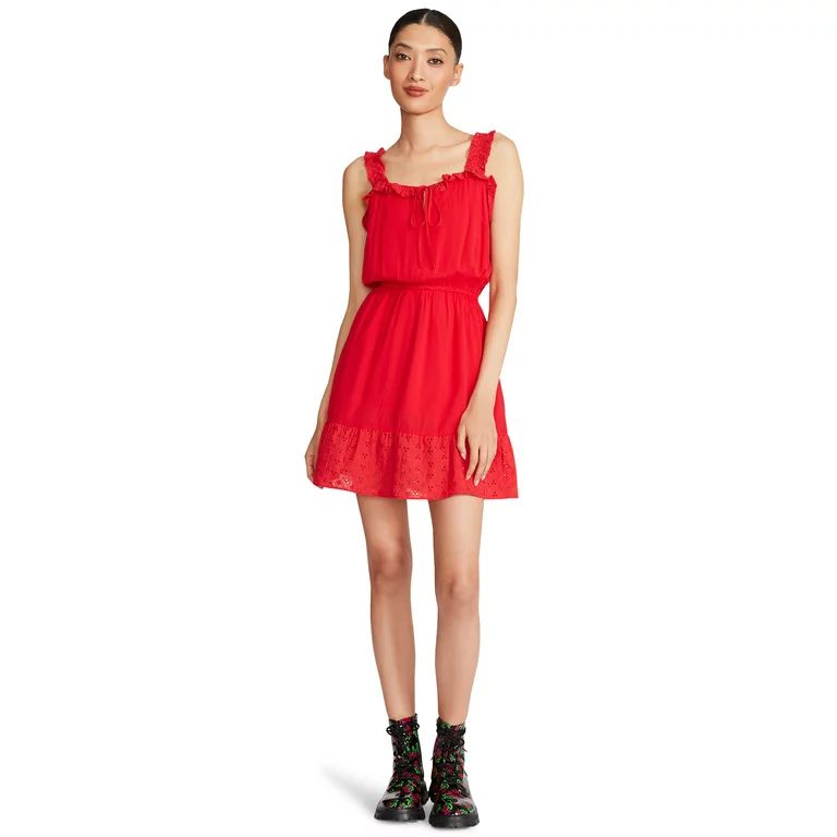 Luv Betsey By Betsey Johnson Women's Eyelet Ruffle Dress | Walmart (US)