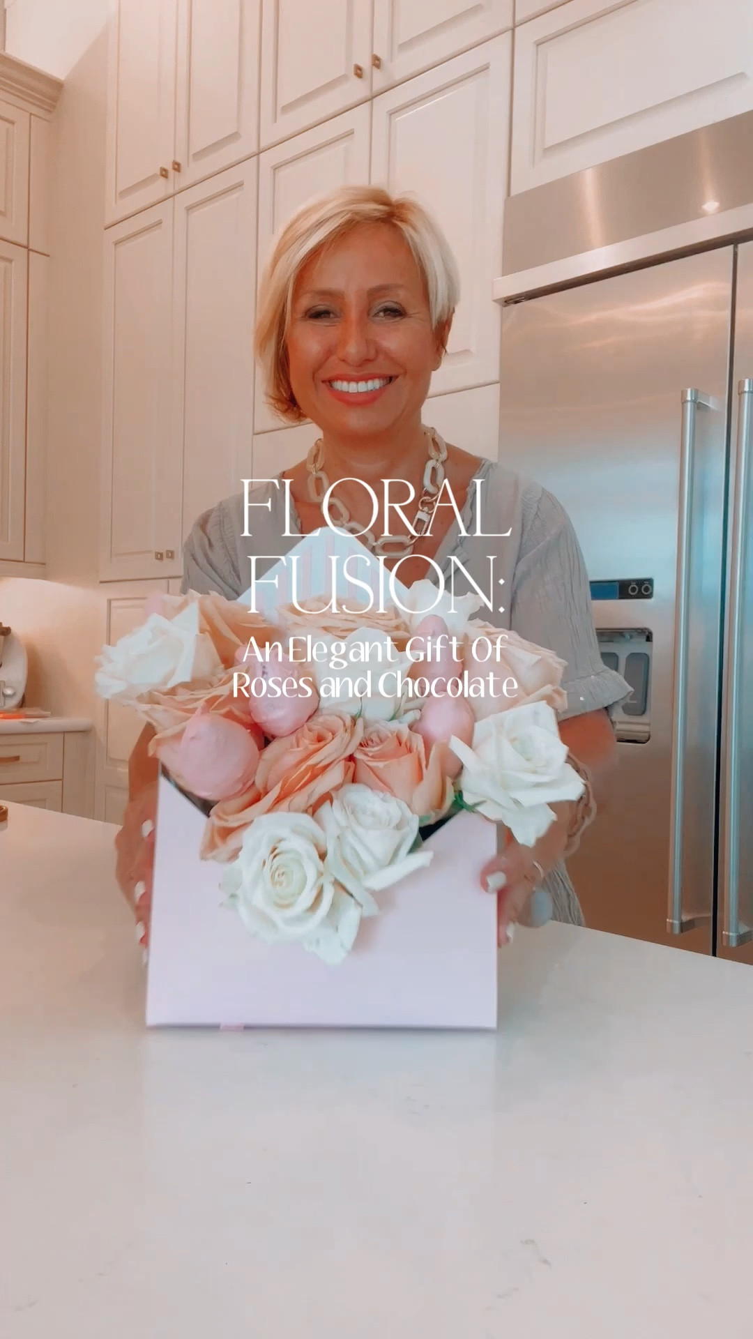 I have created the most delightful gift, an enchanting fusion of delicate roses and delectable chocolate-covered strawberries, all nestled within a darling envelope-shaped box that exudes a sense of whimsy. Oh, the sheer delight!
Let's dive right in!
Step one: Strawberry bliss! We must treat these luscious gems with the utmost care. Give them a gentle wash, ensuring each berry is glistening clean. And remember, they must be perfectly dry—no trace of moisture left behind! This way, our velvety chocolate will adhere flawlessly. 
Step two: I have chosen rose-colored white chocolate candy melts—pure decadence! Watch in awe as they transform into a velvety pool of liquid temptation. Now, take the strawberries and immerse them in this melted chocolate, swirling them around. It's like giving them a chocolatey embrace!
Step three: While our chocolate-clad beauties set, let's turn our attention to the stars of the floral show—our cherished roses. Treat them with care, cleansing their petals and trimming any imperfections.
Step four: Gently insert the strawberries on sticks among the blossoms, creating a delightful surprise nestled within the petals. It's a magical fusion of flavors and aesthetics!
This gift is more than just a gesture; it's a celebration of style, elegance, and the finer things in life. Yes, it may require a little time and effort, but trust me, the end result is nothing short of extraordinary. Imagine the joy it will bring to the lucky recipient's heart. 
Share the magic, the joy, and the sweetest moments of life with those you hold dear. Here's to love, beauty, and the art of gifting!

#LTKhome