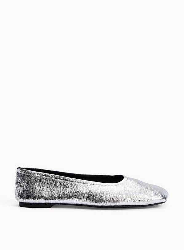Buy Silver Square Toe Ballerina Shoes 6 | Shoes | Tu | Tu Clothing