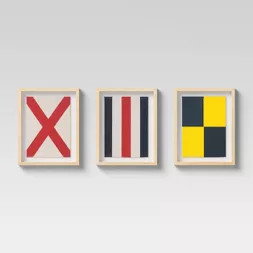 Set of 3 Framed Nautical Textiles - Threshold™ | Target