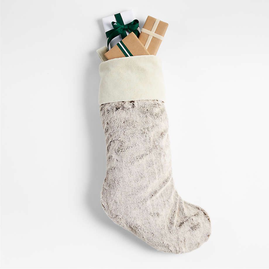 Arctic Brown Faux Fur Christmas Stocking | Crate and Barrel | Crate & Barrel