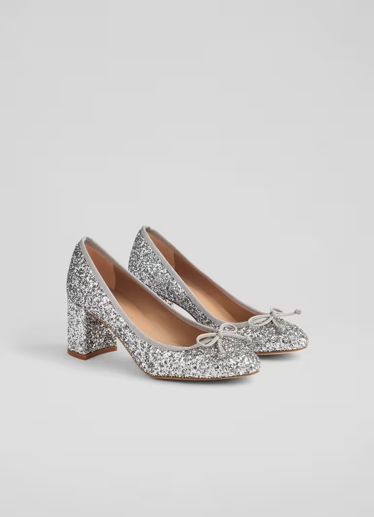 Juliette Silver High Heel Grosgrain Ballerina Court | L.K. Bennett (UK)