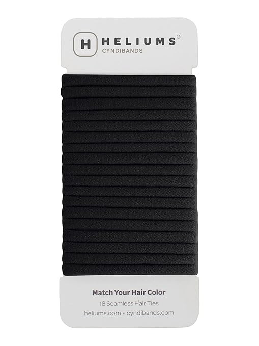 Heliums Thin Seamless Hair Ties - Black - 6mm Nylon No Damage Ponytail Holders, 1.75 Inch, Medium... | Amazon (US)