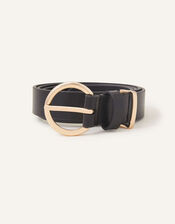 Round Buckle Leather Jeans Belt Black | Accessorize (Global)