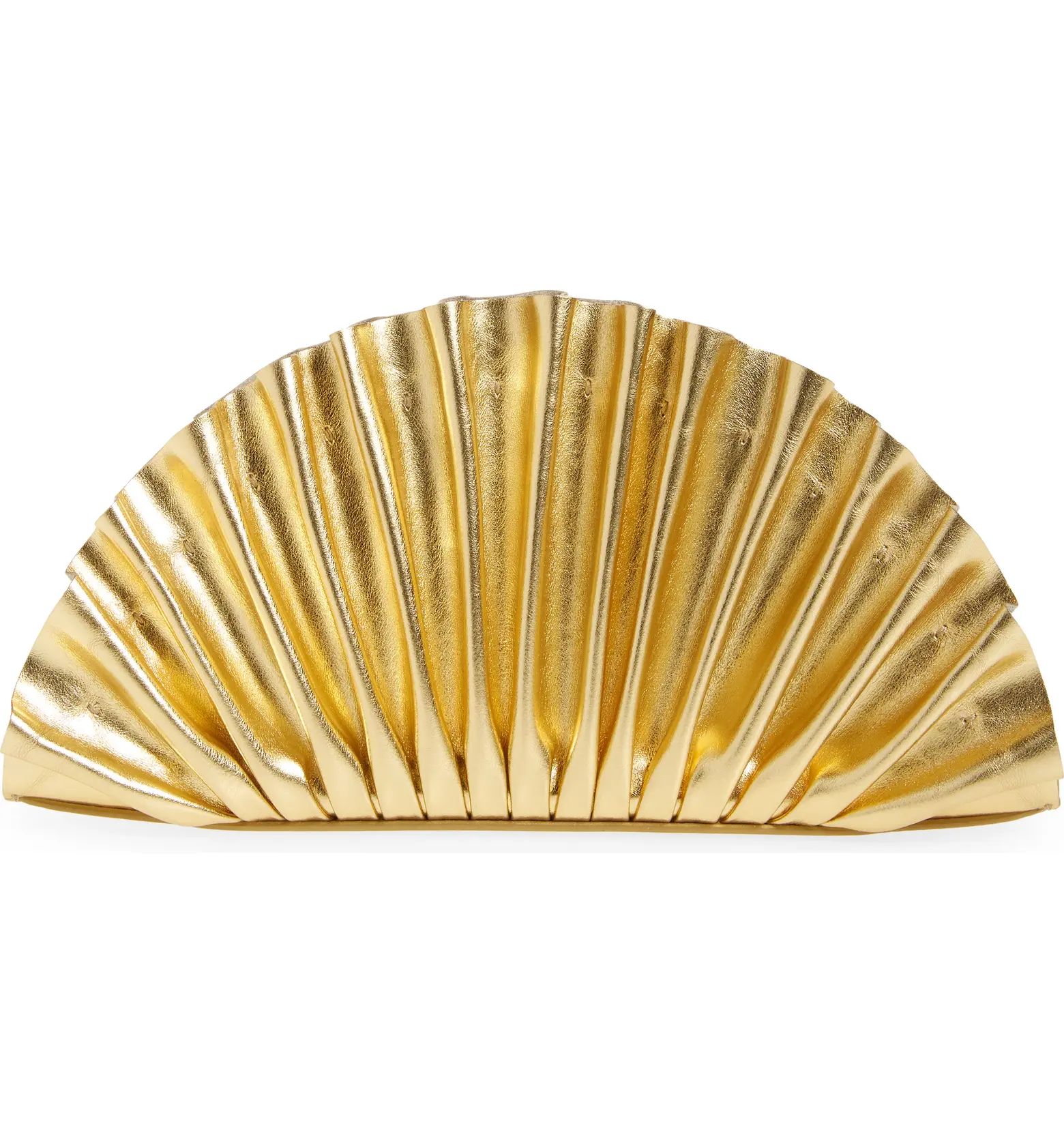 This slim metallic leather clutch that looks like a delicate fan makes accessorizing a natural ar... | Nordstrom