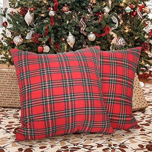 Set of 2 Christmas Scottish Tartan Plaid Throw Pillow Covers Classic Decorative Square Cushion Ca... | Amazon (US)