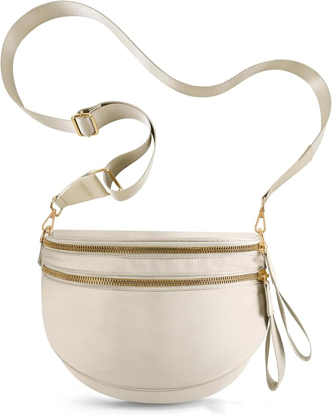 Checkered Crossbody Bags for Women, Large Nylon Bum Bags Plus Size Fanny Pack Sling Bag Belt Bag ... | Amazon (US)