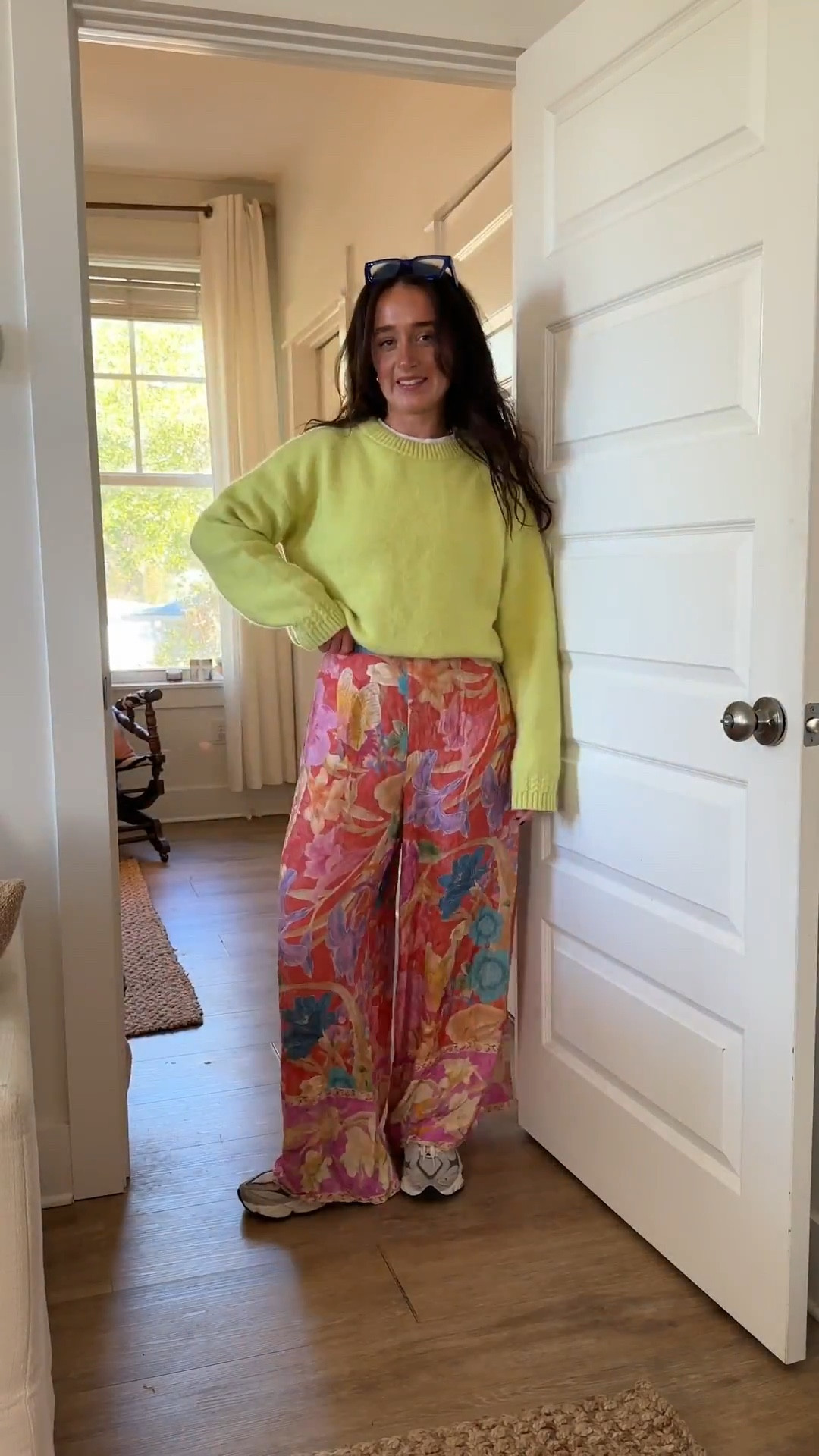 top: small
sweater: small
pants: medium