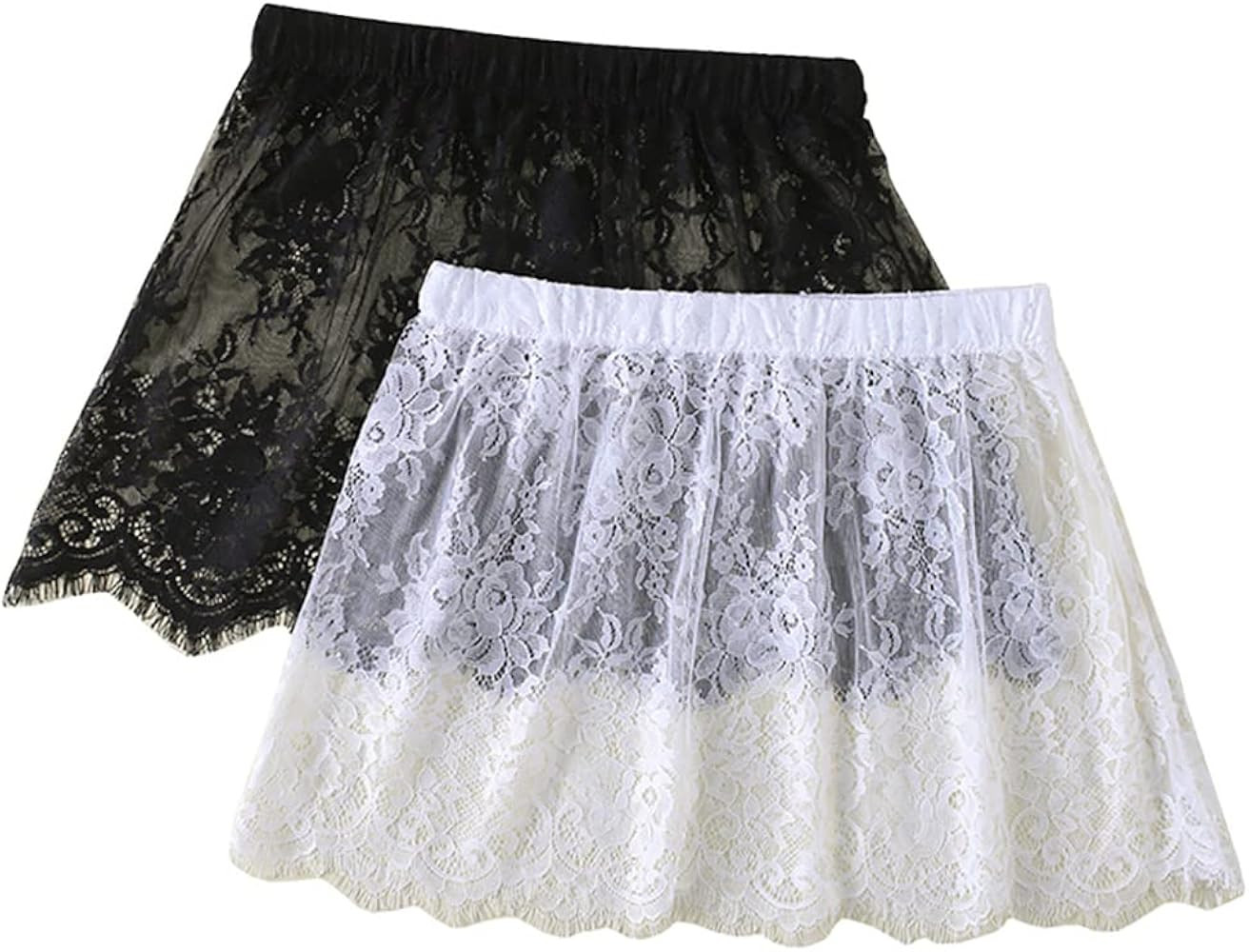 Adjustable Layering Fake Top Lower Sweep Skirt Half-Length Mini Skirt Hemline Half Slips Lace Shi... | Amazon (US)