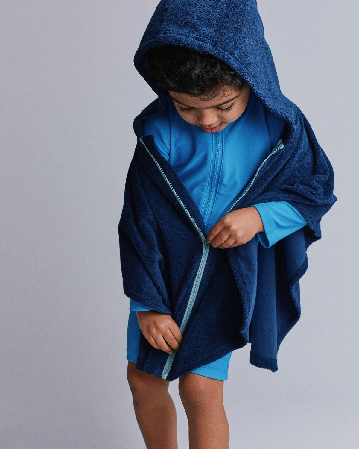 Toddler French-Terry Hooded Poncho Towel - Navy - Otter Avenue | Carter's | Carter's Inc