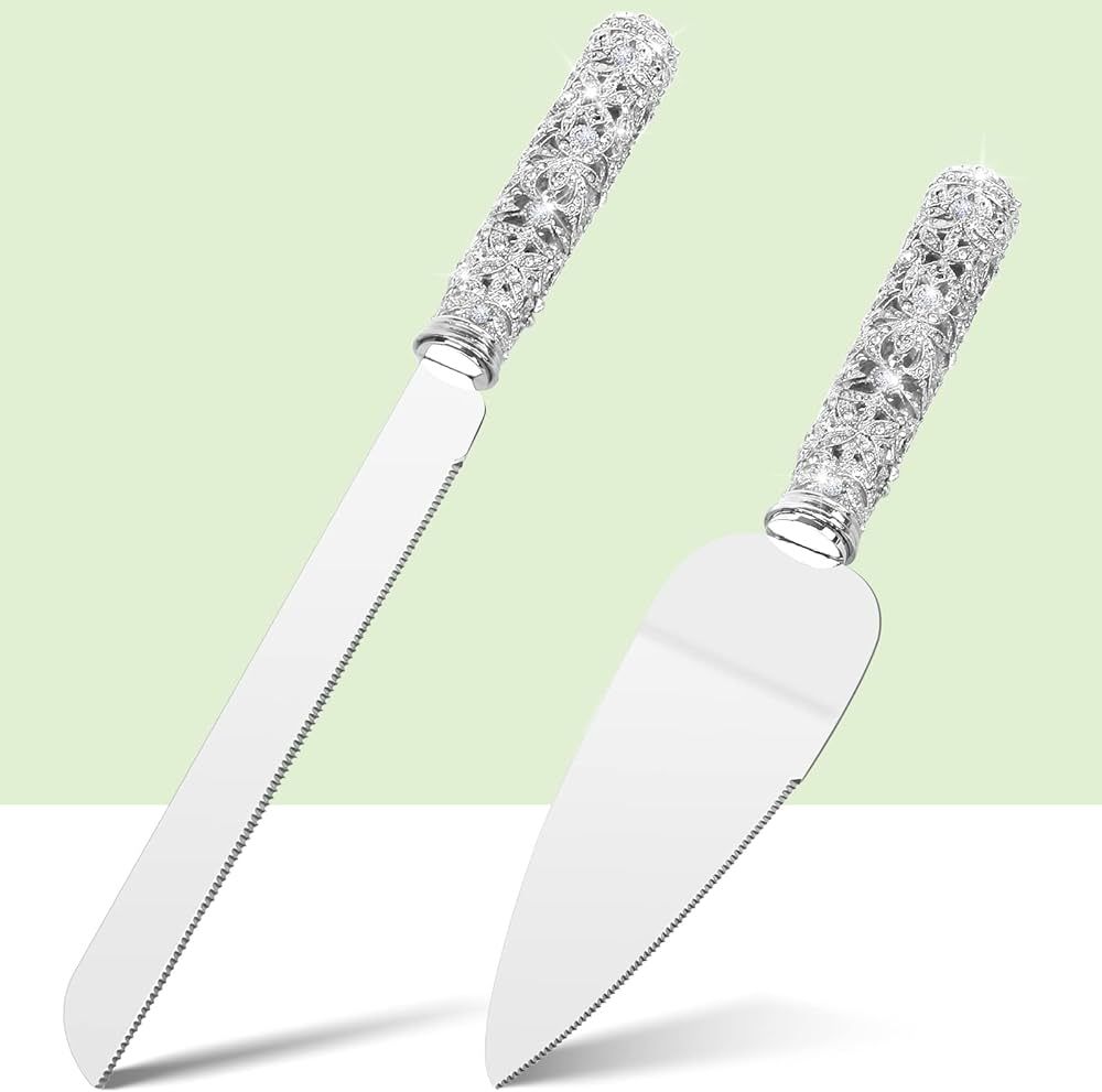 Jozen Gift Wedding Cake Knife and Sever Set & Toasting Champagne Glass | Amazon (US)