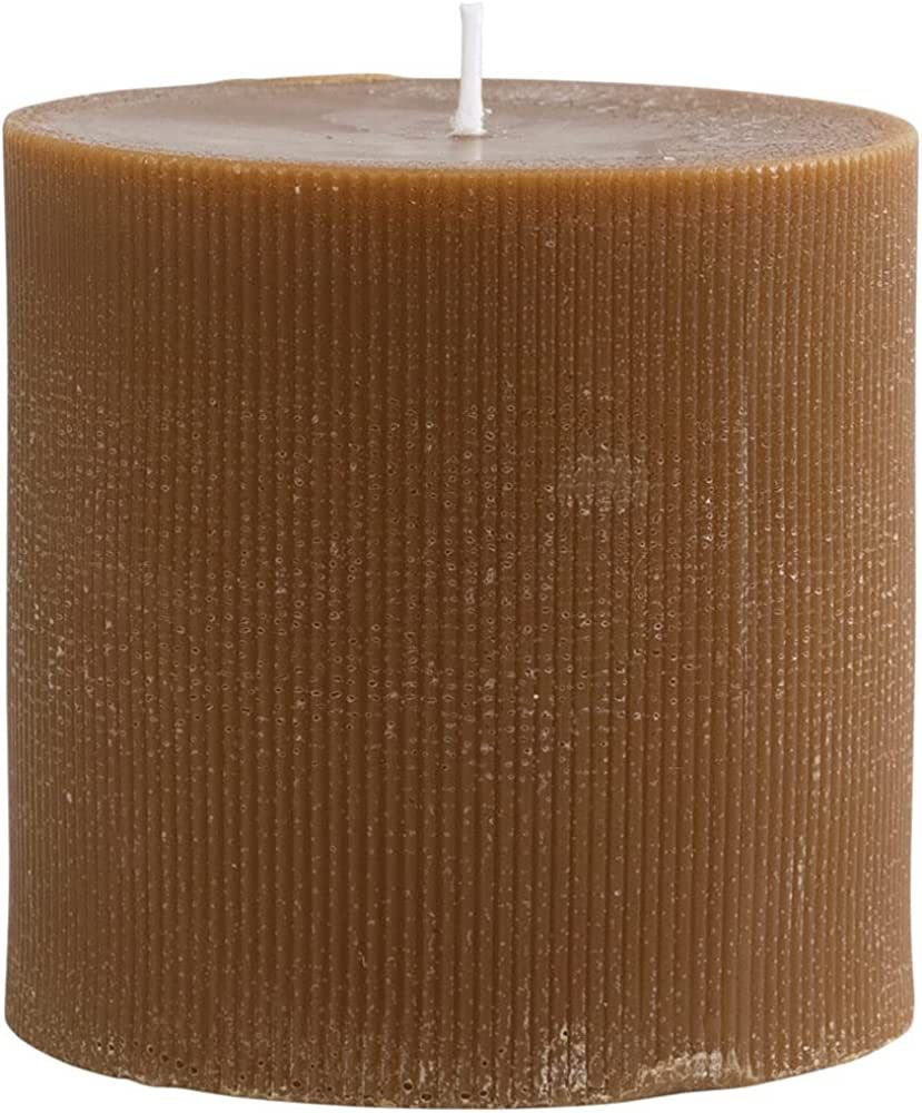 Unscented Pleated Pillar Candle in Powder Finish, Cocoa Brown | Amazon (US)