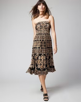 Strapless Knit Fit & Flare Dress | White House Black Market