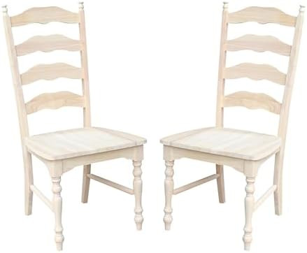 IC International Concepts Set of 2 Maine Solid Wood Chairs, Unfinished | Amazon (US)