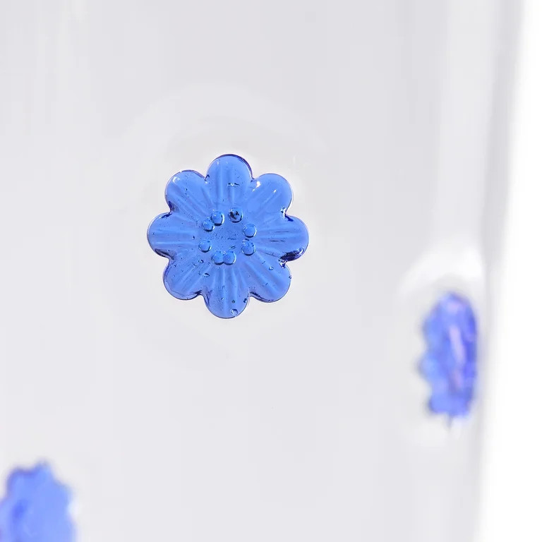 Better Homes & Gardens Glass Sipper Blue Floral Icon with Glass Lid | Walmart (US)