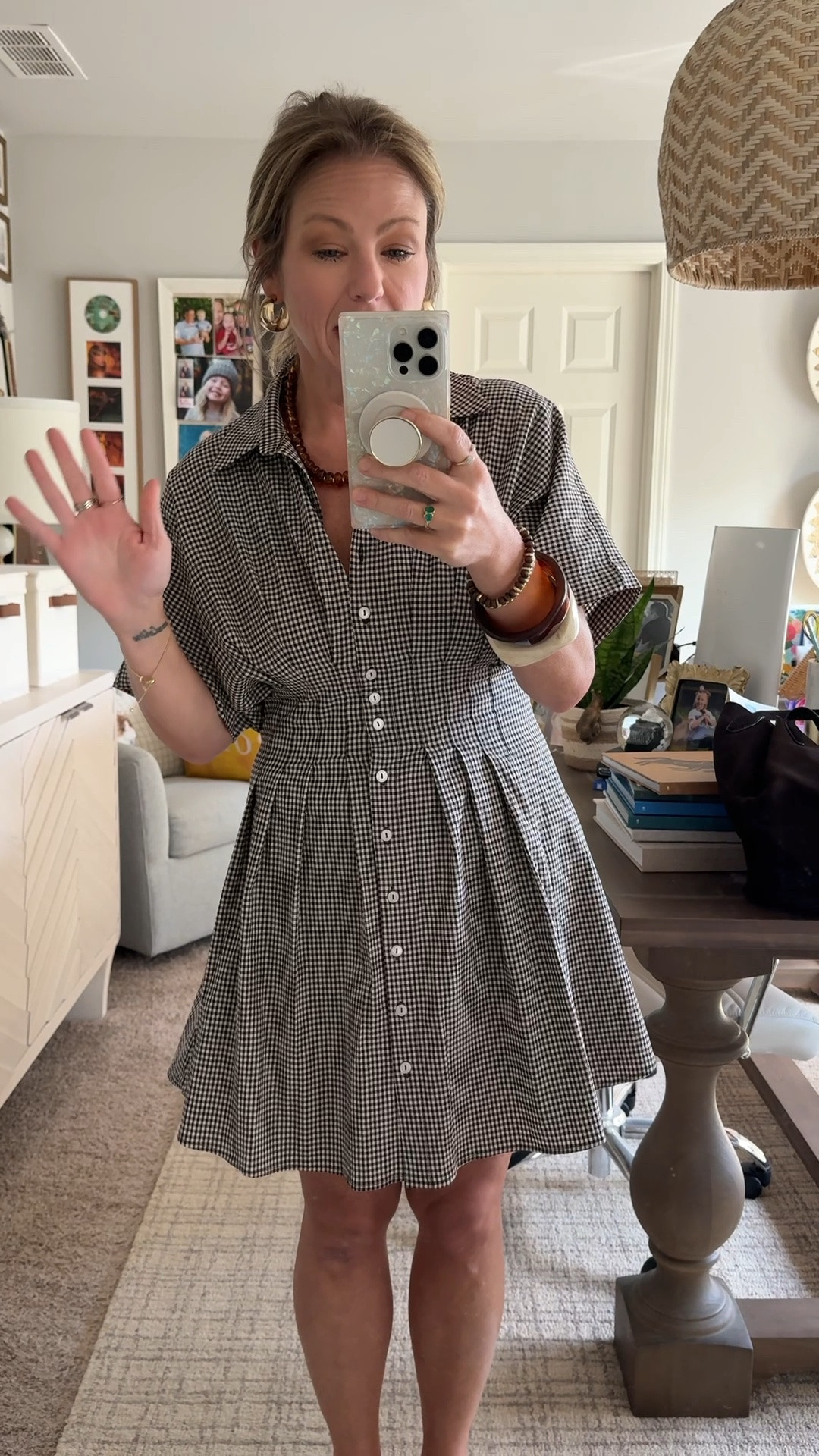 My favorite dress in a gingham check for fall! 5’3” in an XS. Anthro finds tobie dress plaid church dress

#LTKOver40 #LTKPetite #LTKSaleAlert