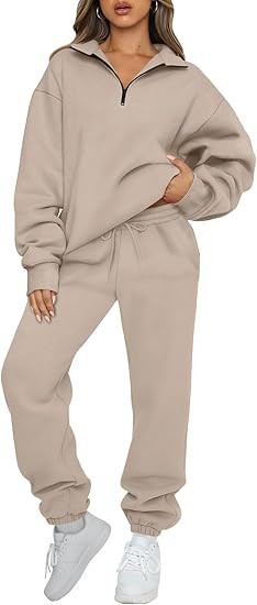 AUTOMET Women's Sweatsuits 2 Piece Outfits Long Sleeve Half Zip Pullover and Baggy Sweatpants wit... | Amazon (US)
