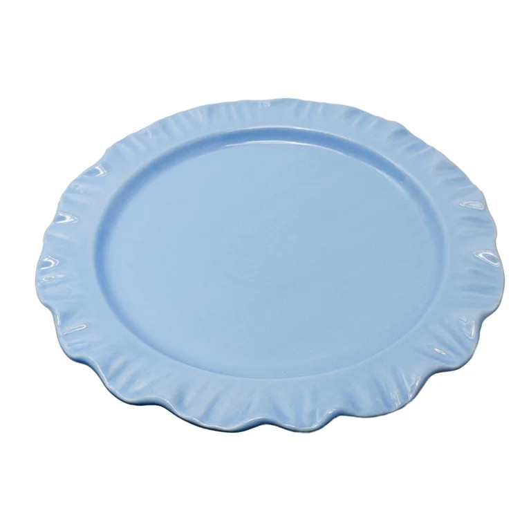 Ruffled-Edged Stoneware Plates, Blue, 10.75", 4 Count, by My Texas House | Walmart (US)