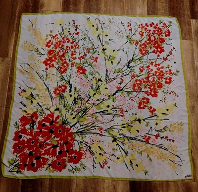 Vintage Large Square Silk Floral Scarf Wrap by VERA Neumann Red Yellow Pink 44" | eBay | eBay US