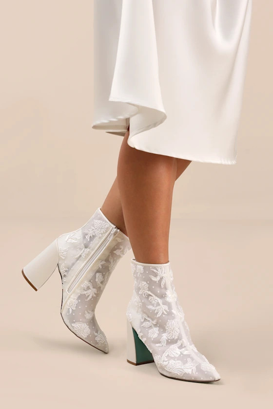SB-Merri Ivory Beaded Embroidered Ankle Boots | Lulus