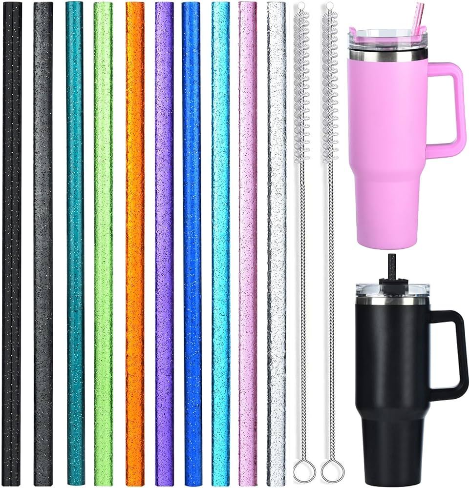 ALINK 10 Pack Color Replacement Straws for Stanley 40 oz 30 oz Tumbler, 12 in Long Reusable Plast... | Amazon (US)