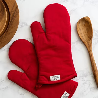 Design Imports Chino Oven Mitt Set/2, Red Cider | Target