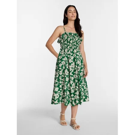 Time and Tru Women's Sleeveless Smocked Midi Dress, Sizes XS-XXXL | Walmart (US)