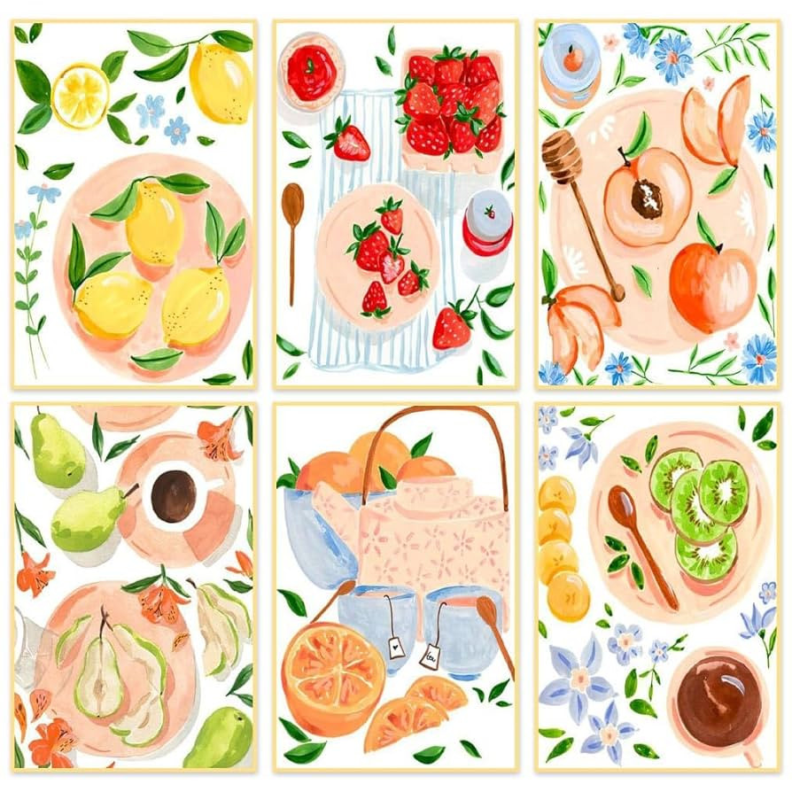 6 Packs Paint by Numbers Kit for Adults, DIY Fruit Adult's Paint by Numbers on Canvas, Easy Acryl... | Amazon (US)