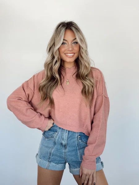 Dusty Rose Happy Place Sweater | Lane 201 Boutique