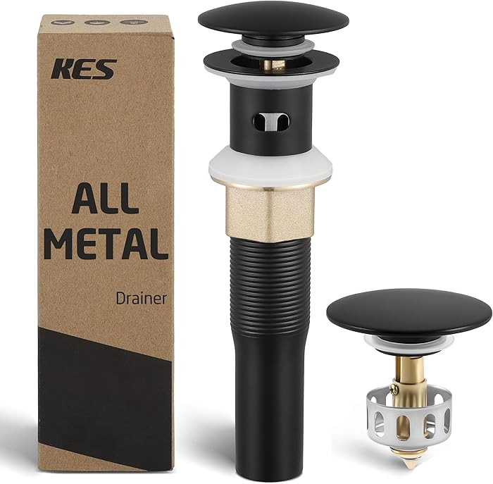 KES All Metal Bathroom Sink Drain with Strainer Basket Hair Catcher Anti Clog Pop Up Drain Stoppe... | Amazon (US)