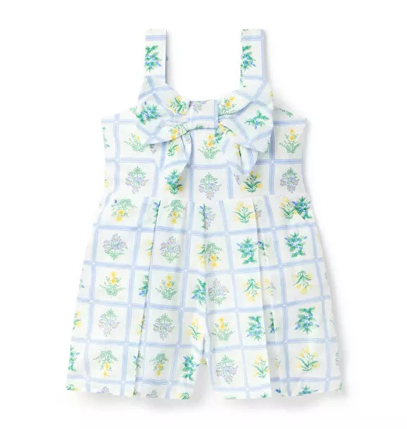 Janie and Jack | Floral Bow Romper - White / 3 | Janie and Jack