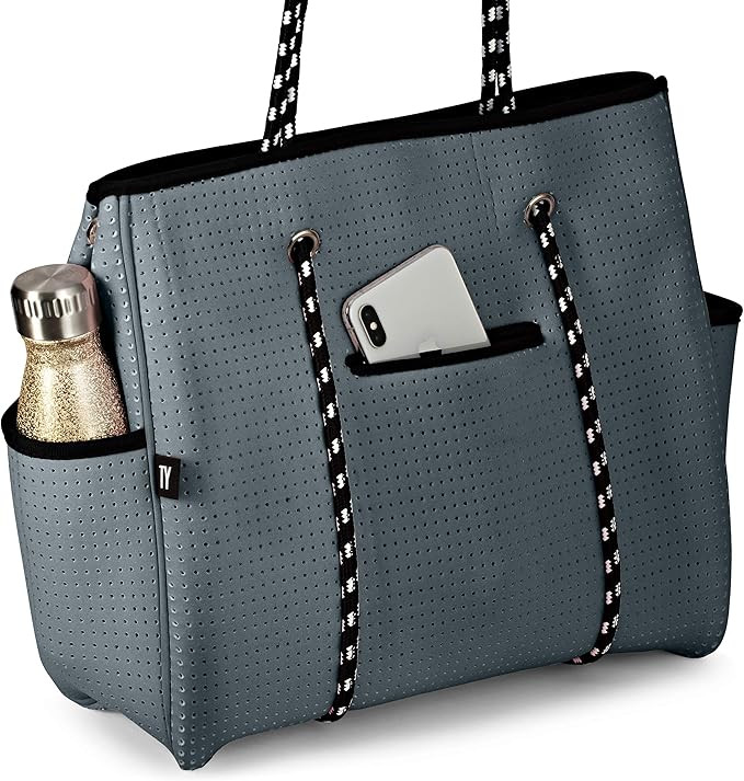 TinyYears Set of 3 Neoprene Bags for Women - Large Neoprene Tote Bag, Neoprene Beach Tote Bag/Gym... | Amazon (US)