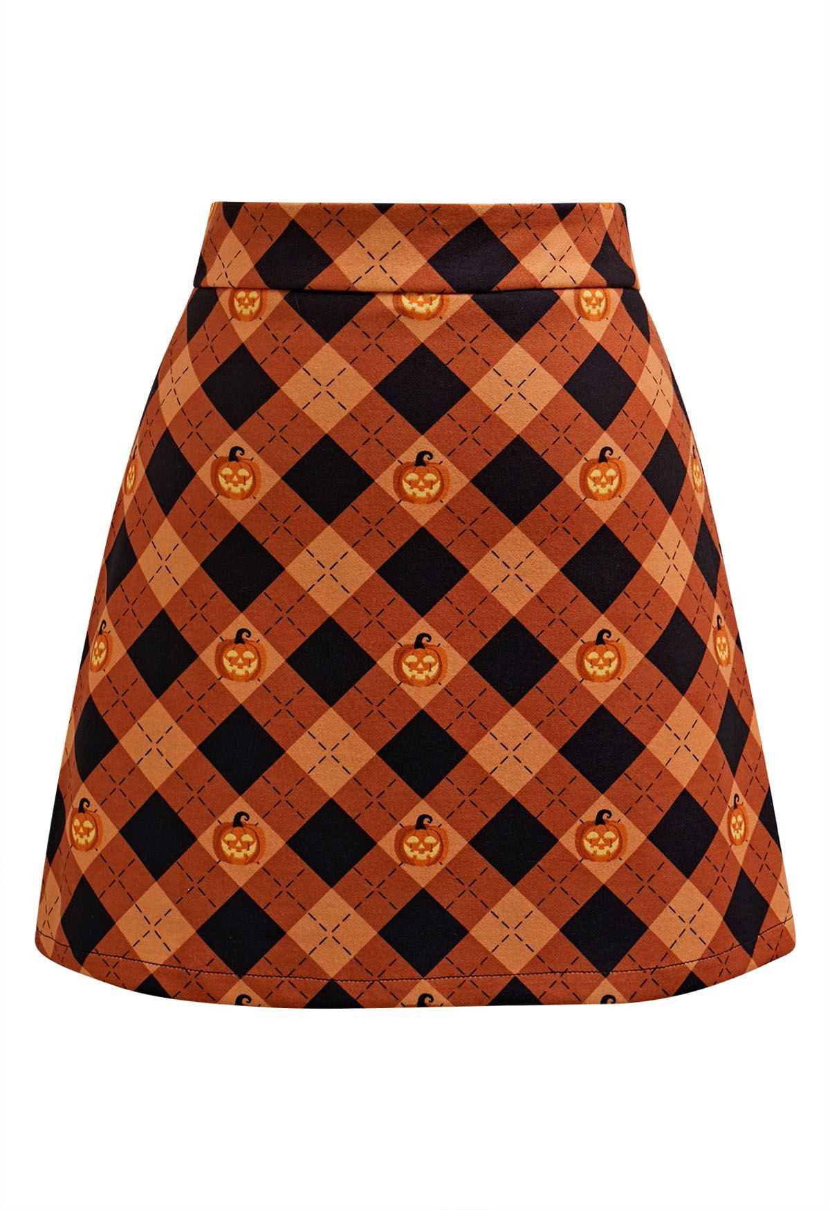 Pumpkin Lantern Plaid Mini Bud Skirt | Chicwish