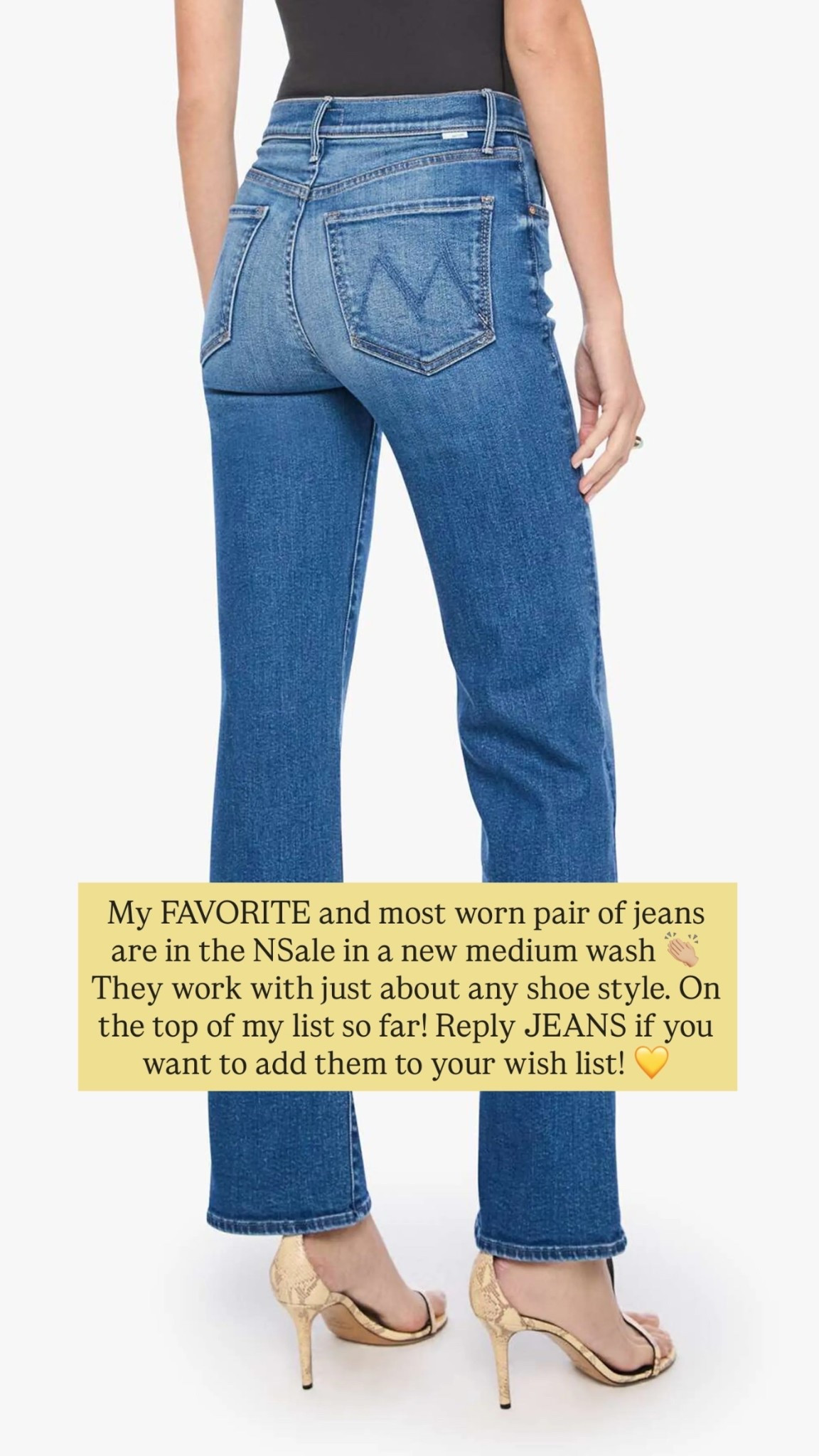 — I take my true size 26 👖 

My FAVORITE and most worn pair of jeans are in the NSale in a new medium wash 👏🏼 They work with just about any shoe style. On the top of my list so far! Reply JEANS if you want to add them to your wish list! 💛

#LTKSaleAlert #LTKootd #LTKSeasonal