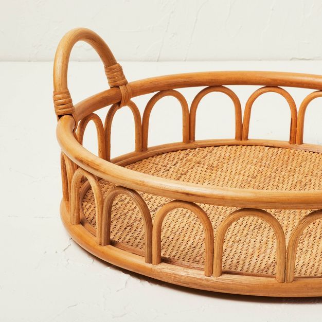 17&#34; Rattan Decorative Coil Round Serving Tray - Opalhouse&#8482; designed with Jungalow&#8482... | Target