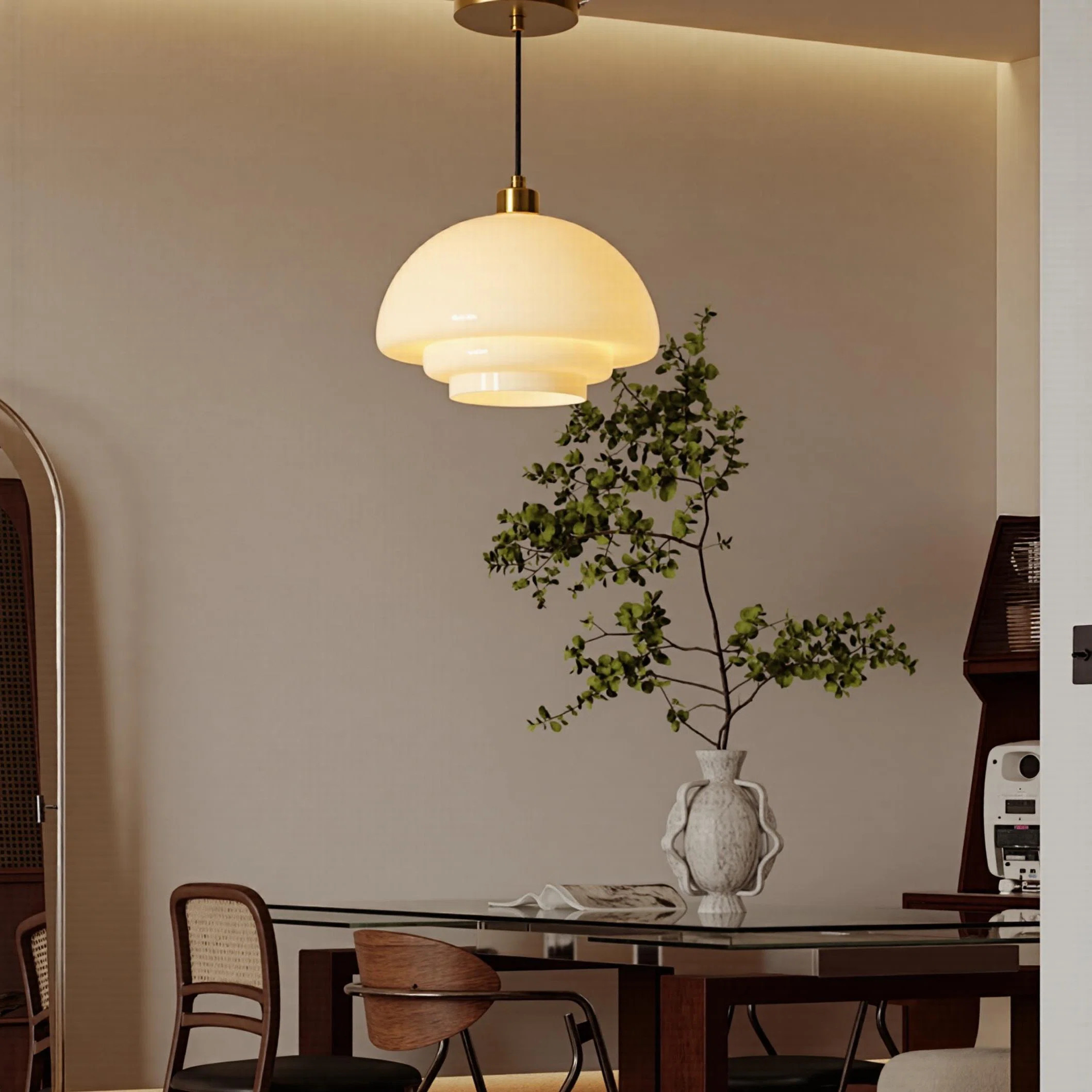 1- Light Pendant Light Milk Glass Nordic | Wayfair North America