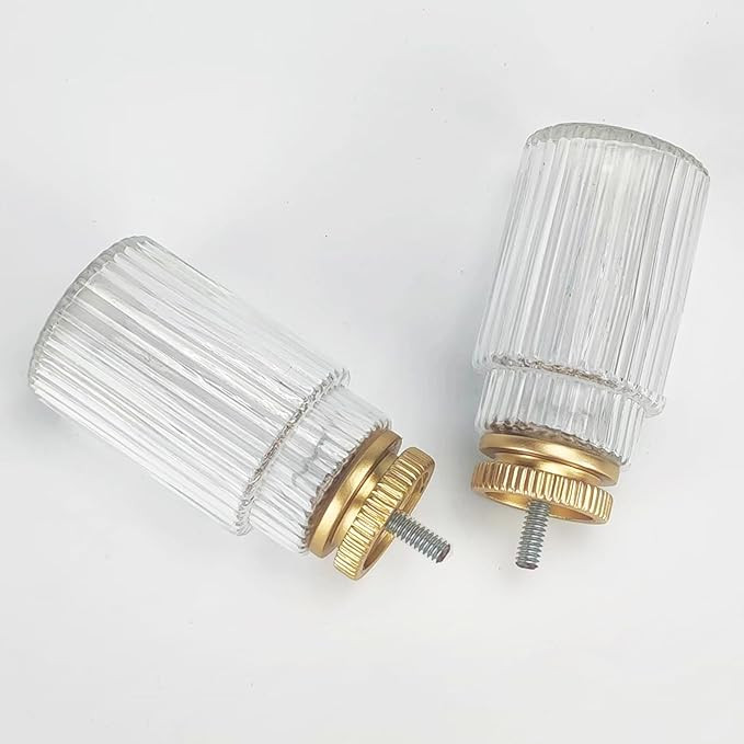 Decorative Curtain Rod Finials, Ribbed Glass Finials with Gold Base, Set of 2, Compatible with 1 ... | Amazon (US)