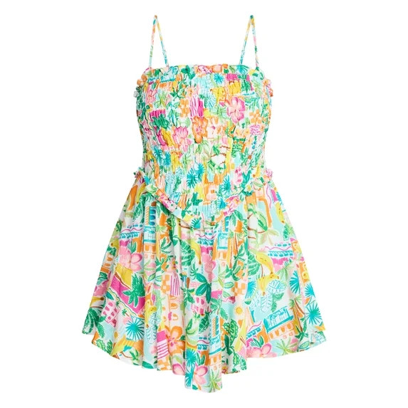 No Boundaries Smocked Romper, Women's XXS-XXL | Walmart (US)
