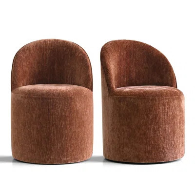 Rolling Chenille Upholstered Swivel Dining Chair with Castors | Wayfair North America