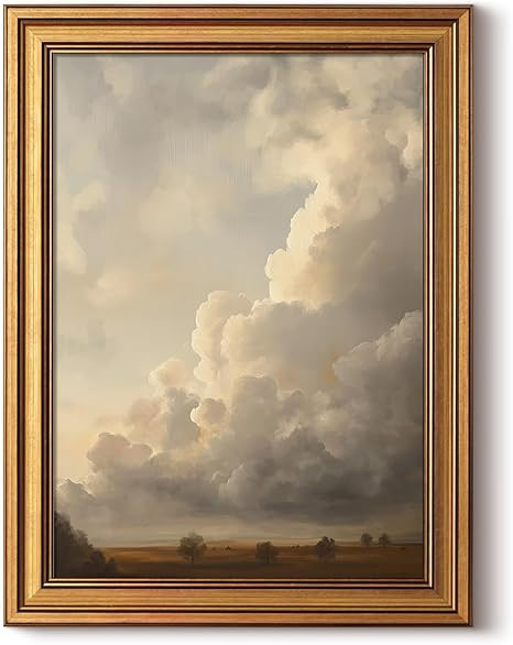 HUARCEY Gold Framed Canvas Wall Art, Cloud Picture Decor, Bedroom Living Room Sky Landscape Natur... | Amazon (US)