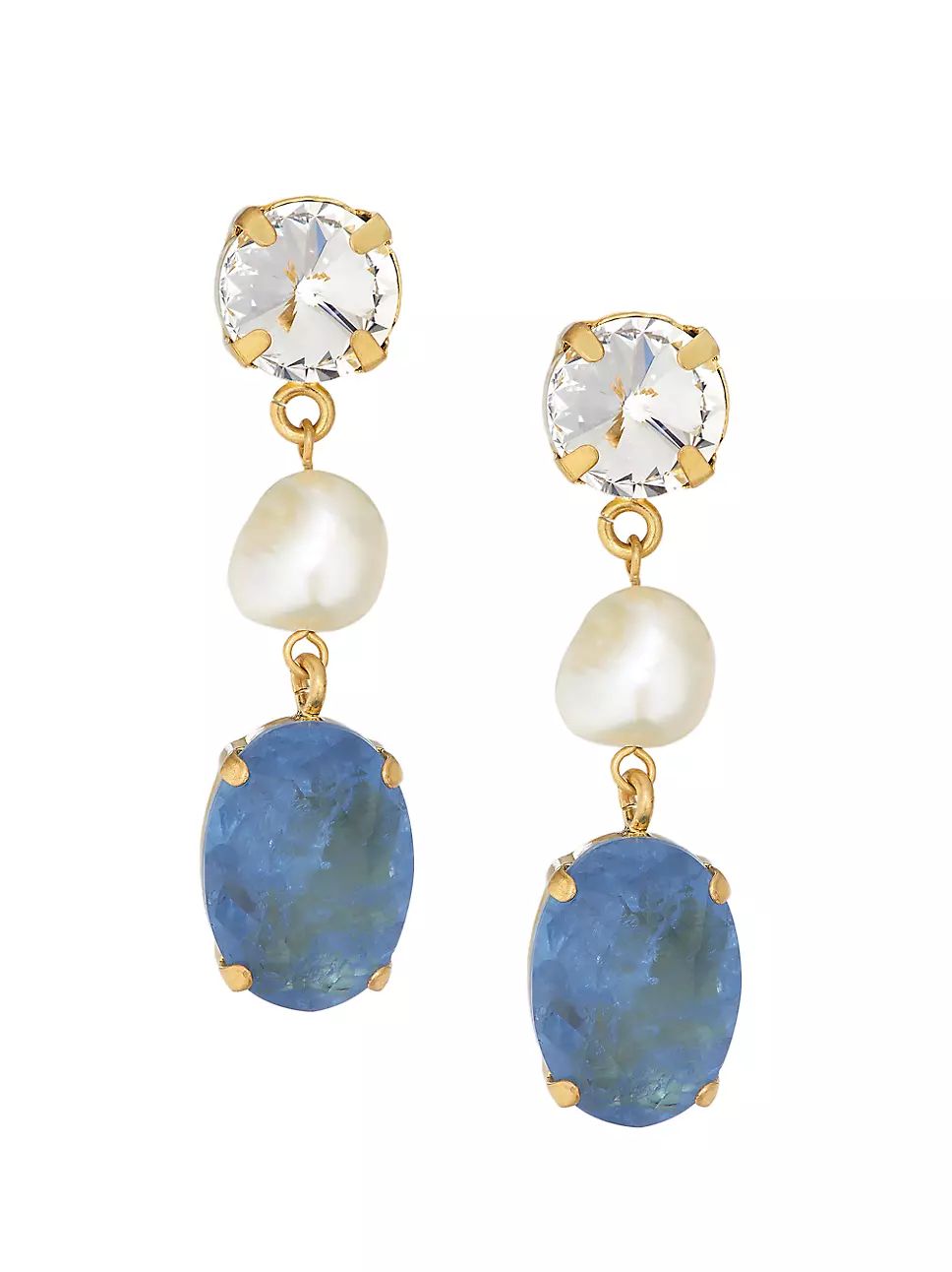 Blue Lagoon Goldtone, Cubic Zirconia, Mother-Of-Pearl & Glass Stone Drop Earrings | Saks Fifth Avenue