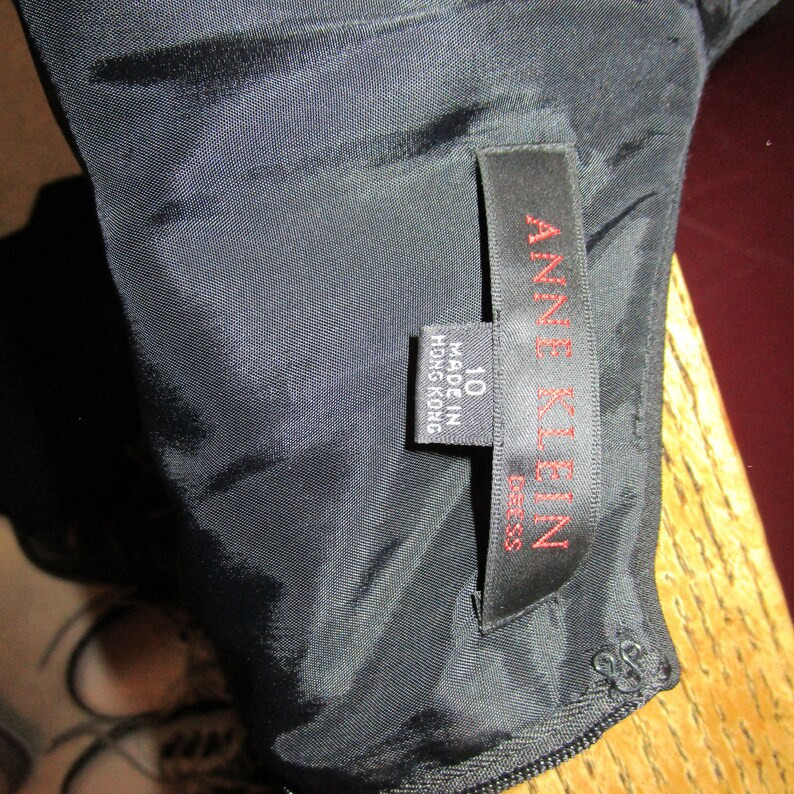 Vintage, 80s, Anne Klein, LBD, black sheath, dress, size 10, Hong Kong, pleated neckline, belled ... | Etsy (US)