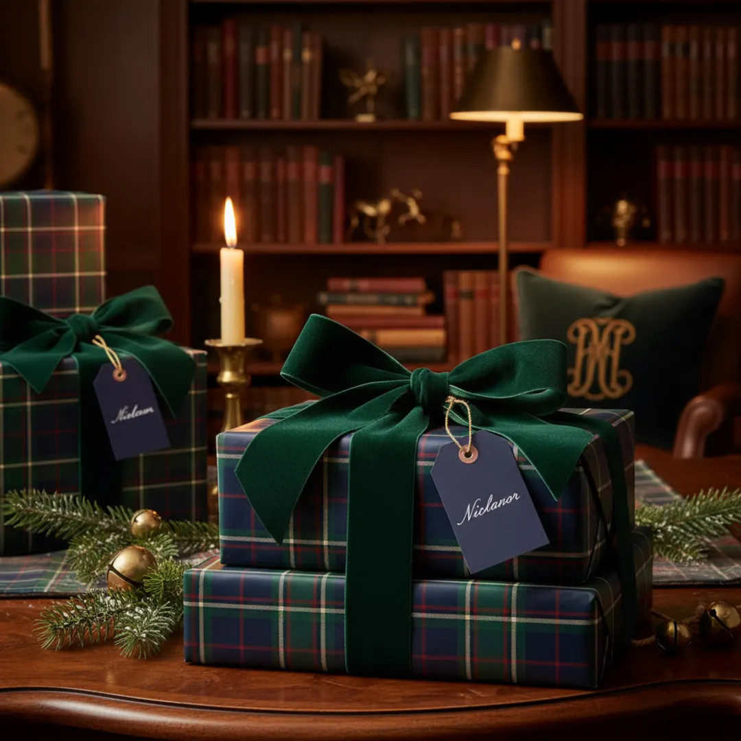 Ralph Lauren Inspired Plaid Wrapping Paper Roll, Vintage Tartan Christmas Gift Wrap, Preppy Luxur... | Etsy (US)