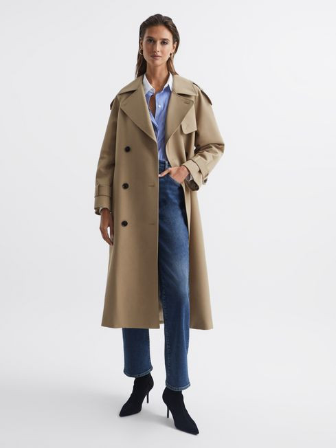 Reiss Stone Daria Wool Trench Coat | Reiss UK