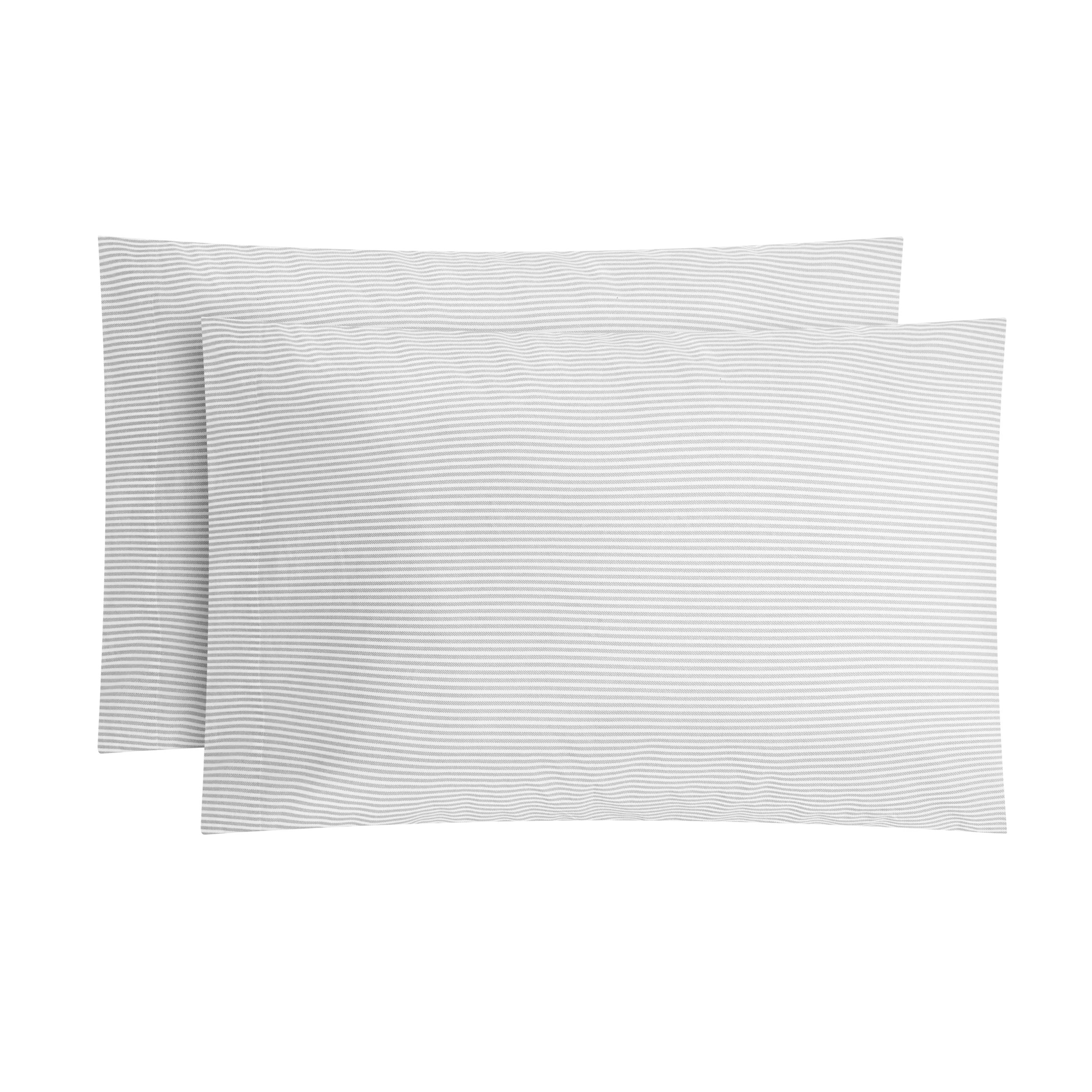 Mainstays 2-Piece 300 Thread Count Gray Stripe Cotton Blend Percale Pillowcase Set, King | Walmart (US)
