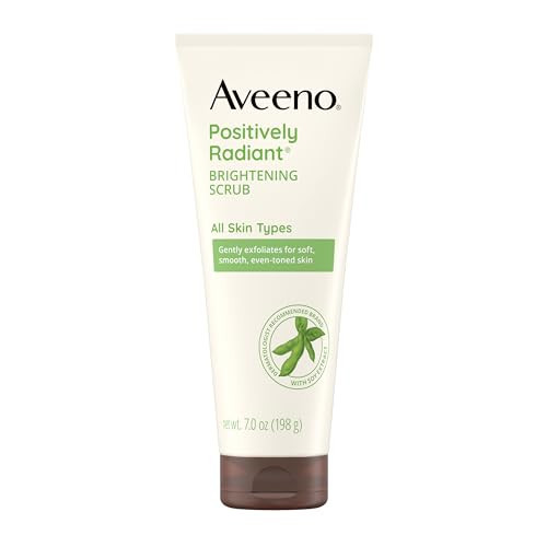 Aveeno Positively Radiant Skin Brightening Daily Facial Scrub with Moisture-Rich Soy Extract, Gently Exfoliates & Cleanses for Soft, Smooth, More Even-Toned Skin, Hypoallergenic, 7 oz | Amazon (US)