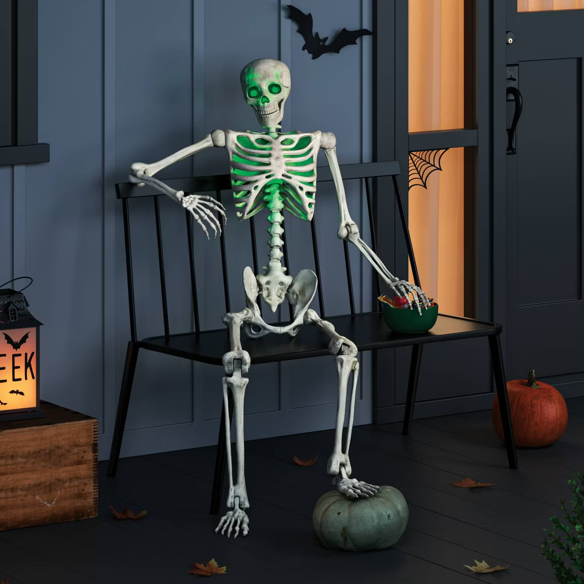 60" Light and Sound Poseable Lifesize Skeleton Halloween Decorative Prop Off-White - Hyde and EEK... | Target