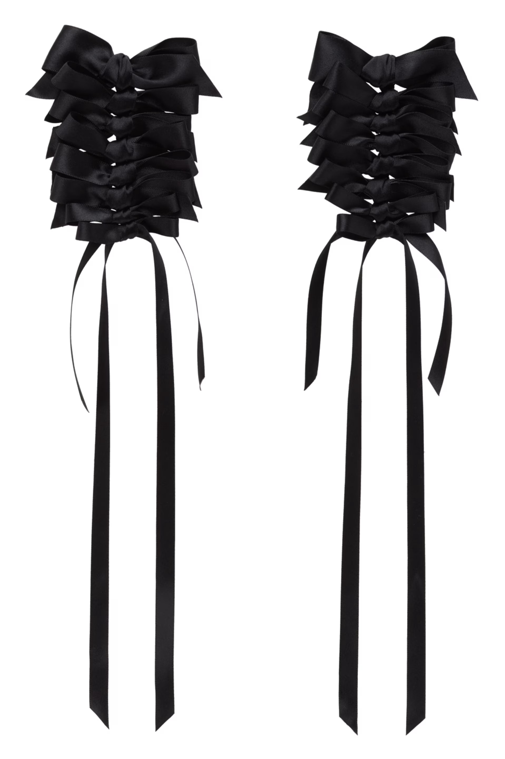 Black Long Rosette Bow Earrings | SSENSE
