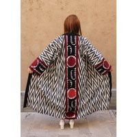 Ikat Light Kaftan, Cotton Robe With Suzani, Handwoven Kimono | Etsy (US)