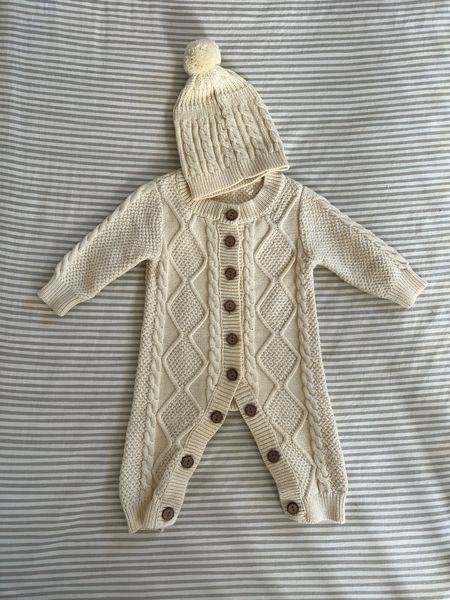 Amazon baby clothes | knit sweater onesie and hat set #neutral 

#LTKbaby